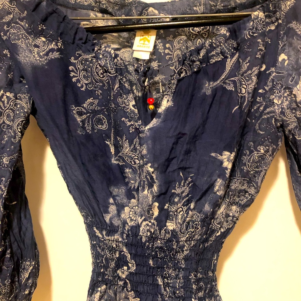 Silk blend blouse with cinched waist tie front